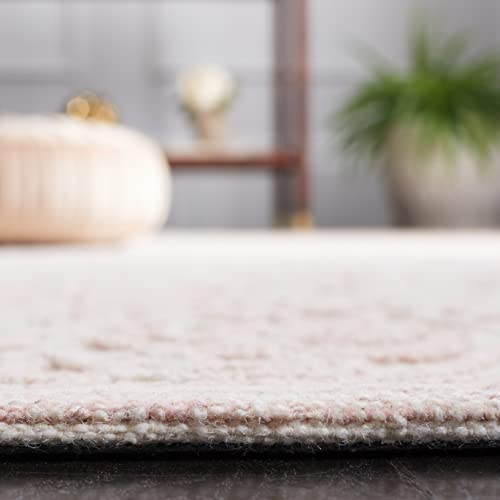 SAFAVIEH Trace Collection Accent Rug - 3' x 5', Ivory & Pink, Handmade Wool, Ideal for High Traffic Areas in Entryway, Living Room, Bedroom (TRC101U)