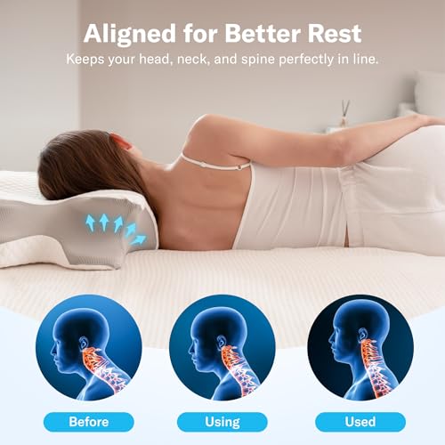 White Cervical Pillow for Neck Pain Relief & Better Sleep - Ergonomic Memory Foam