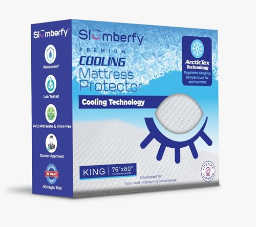 Slumberfy King Size Waterproof Cooling Mattress Protector - Hypoallergenic & Noiseless