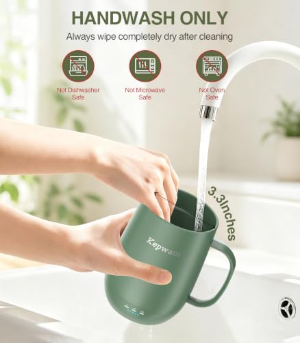 Kepwam 14oz Self-Heating Coffee Mug with 3 Temperature Settings – Rechargeable Heated Travel Mug