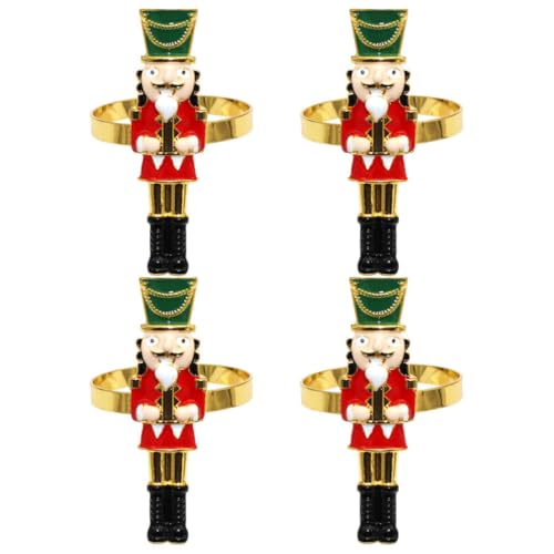 Garneck Nutcracker Napkin Rings Set of 4 - Christmas Table Decor, 6x1.8cm
