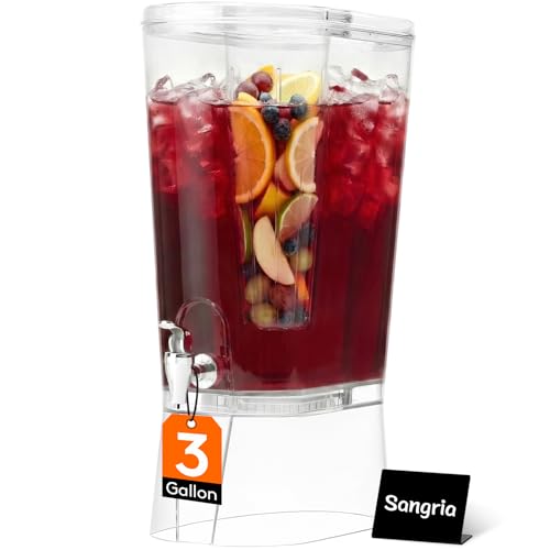 3 Gallon Drink Dispenser with Fruit Infuser & Leak-Proof Spigot - Large Capacity