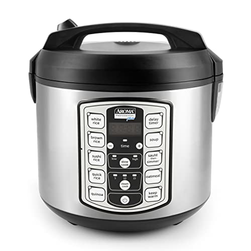 AROMA Professional Plus 20-Cup Digital Rice Cooker & Food Steamer, Slow Cooker, Model ARC-5000SB