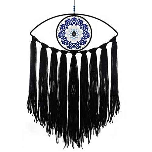 Holmgren Evil Eye Dream Catcher - Black Dream Catchers for Bedroom, Evil Eye Wall Hanging for Witch Dark Decor, Gothic Wall Decorations, Ornament Craft Gift(Black)