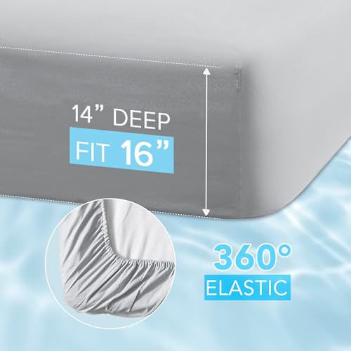 Comfort Spaces King Deep Pocket Coolmax Cooling Fitted Sheet - Light Grey