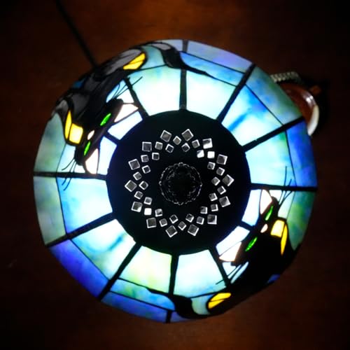 KIPHEPI 8-inch Black Cat Tiffany Table Lamp - Stained Glass Bedside Decor