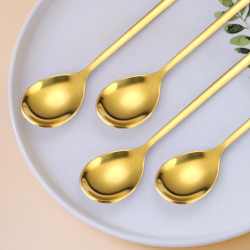 Christmas 6pcs Gold Stainless Steel Coffee Spoon Set - Festive Holiday Flatware