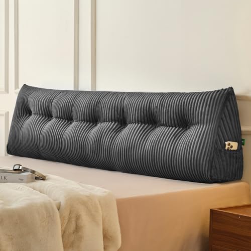 Z-hom Large King Size Headboard Pillow No Roll Wedge Bed Support Grey