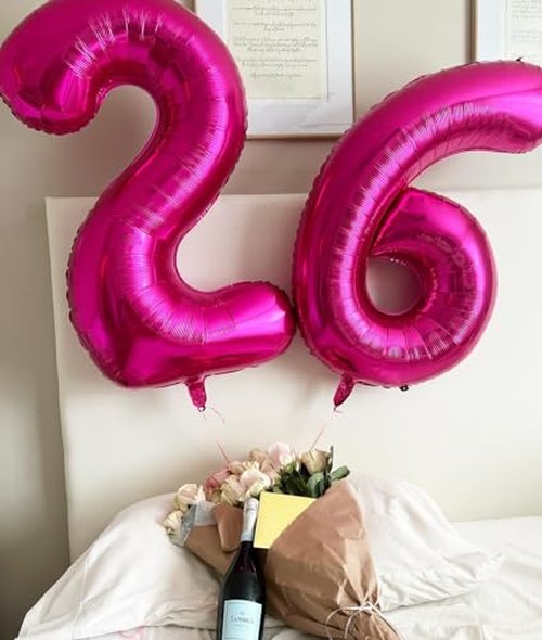 Hot Pink Number 28 Balloons 40 inch, 28 Number Balloons, 28th Birthday Decorations, 28 Year Old Women Hot Pink Party Supplies