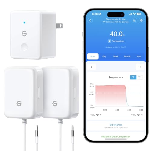 GoveeLife WiFi Refrigerator Thermometer Sensor with Alarm & Gateway - 2 Pack BT Variant