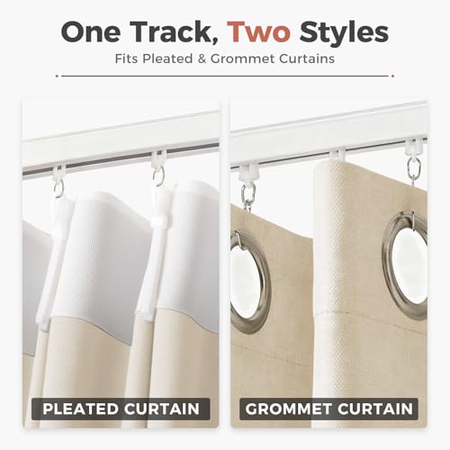 White Ceiling Track Kit 12ft-18ft for Grommet & Pinch Pleated Curtains