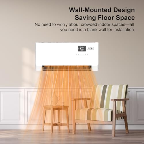 JNDRO 24-Inch Wall Mounted Electric Space Heater 1500W with LED Display & Remote