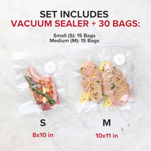 Handheld Vacuum Sealer with 10 Reusable Food Bags - Compact Food Saver Machine