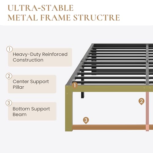 Black Queen Heavy Duty Metal Platform Bed Frame 14 Inch High