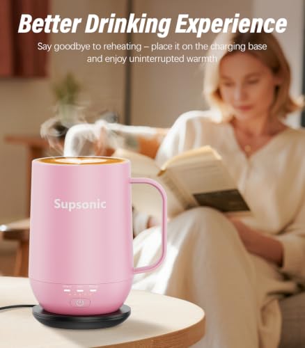 Supsonic Cherry Blossom 16oz Self-Heating Coffee Mug with Temperature Control