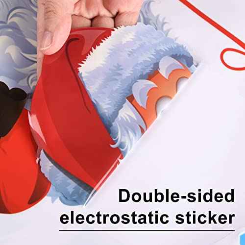 DIY Christmas Windows Stickers Wreath Snowflakes Santa Claus Xmas Tree Wall Window Clings Door Mural Decals Static Sticker for Showcase Winter Party Decorations (11 Sheets)