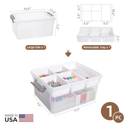 Citylife 17QT Clear Craft Storage Box with Removable Tray - 17 Qt, 1 Pack