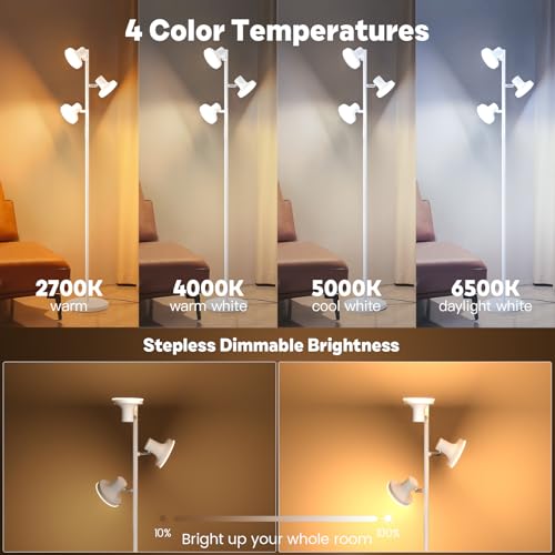 SIBRILLE White 36W Dimmable LED Tree Floor Lamp with Remote & Touch Control