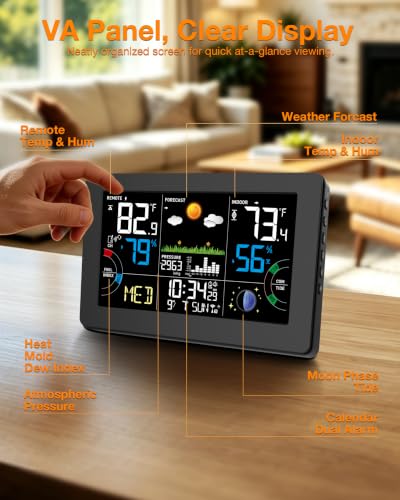 Wireless Indoor Outdoor Weather Station with Color Display & Atomic Clock