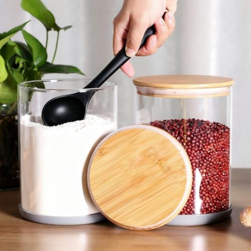 2 Pack Large Glass Food Storage Jars 100 Fl Oz Airtight Bamboo Lids Kitchen Canisters