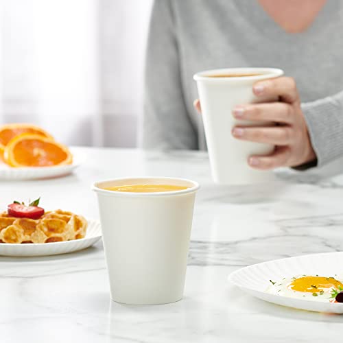 GUSTO 12 oz Disposable White Paper Coffee Cups - Eco-Friendly, 300 Count