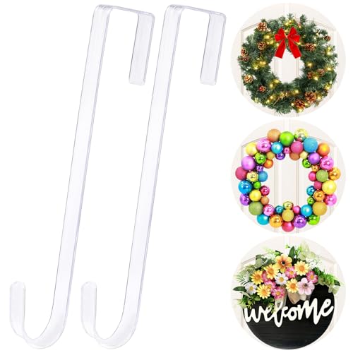 15 in Wreath-Hangers, 2 Pack Easter-Christmas-Halloween Decorations, Fall Door Welcome Sign, Inside-Outside Over The Door Hooks Organizer Home Decor