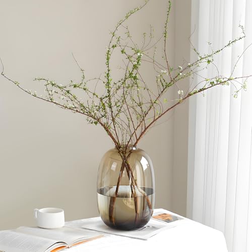 GeLive Brown Glass Vase - Round Flower Bottle for Centerpieces & Home Decor