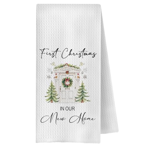 ChenCraty New Home Christmas Kitchen Towels - 16x24 in Hand Towels, First Christmas in New Home Gift