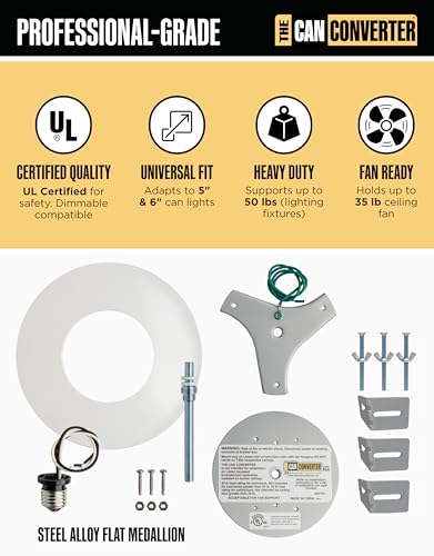 The Can Converter R56 White Recessed Can Light Conversion Kit with 7.75" Ceiling Medallion
