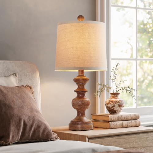 PARTPHONER Farmhouse Table Lamp Set of 2, Rustic Lamps for Living