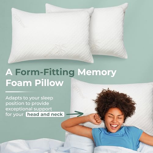 Snuggle-Pedic Standard Cooling Memory Foam Pillow with Gel Infusion - Support for Side Sleepers, Pregnancy, Travel