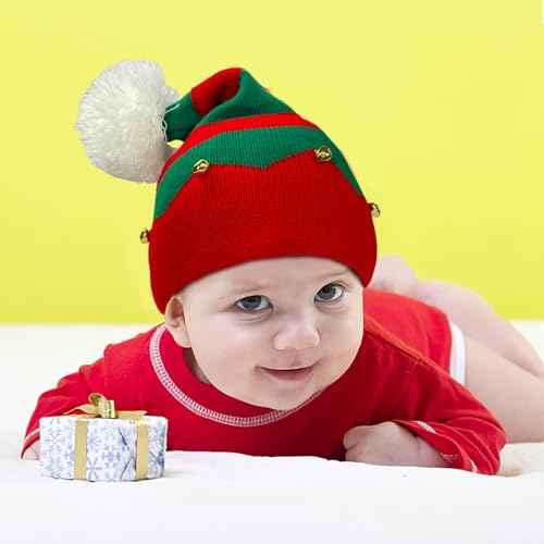 Elf Hat for Kids£¬Christmas Elf Knitted Hat Xmas Beanie Knit Cap for Children (1 to 6 Years Old)