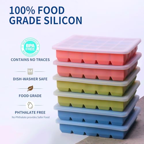 Multicolor 3 Pack Silicone Freezer Molds for Food Storage - Garlic, Herbs, Liquids
