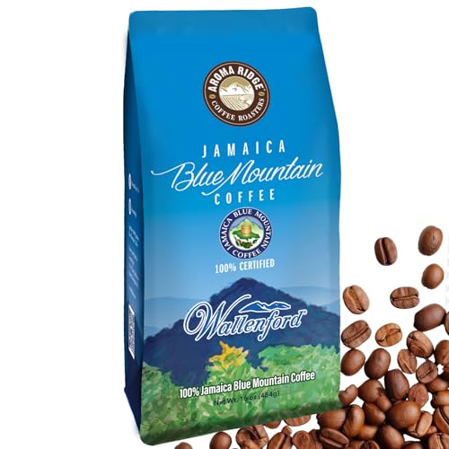 Aroma Ridge Jamaica Blue Mountain Coffee Whole Beans 16oz – Medium Roast, Certified Authentic
