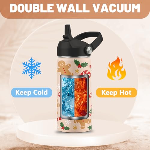 Gingerbread 16oz Stainless Steel Insulated Water Bottle with Straw Lid (FAIVHSO)