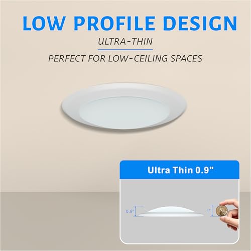 ECOELER 5/6 Inch LED Disc Light 16.5W 1100LM Dimmable 3-Color CCT - Flush Mount Ceiling Light, 24 Pack