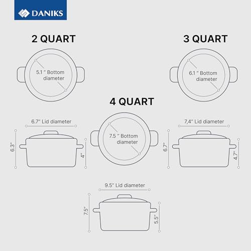 Daniks 6-Piece Stainless Steel Cookware Set with Glass Lids - Induction Compatible