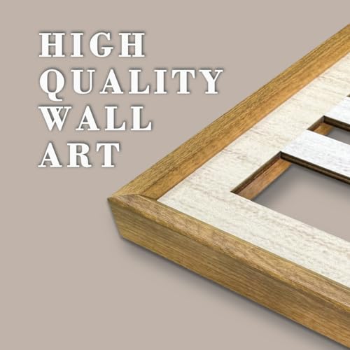 Large Boho Wall Art Set - Green Framed Abstract Leaf Wooden Decor 16x32 Inches
