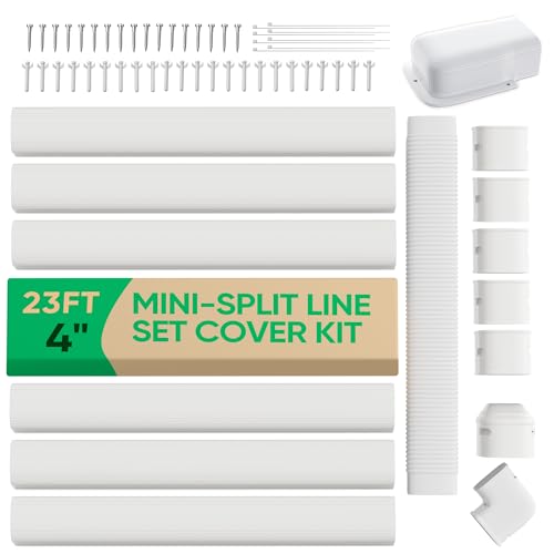 4-Inch 23Ft Mini Split Line Set Cover Kit - Paintable PVC Cable Hide