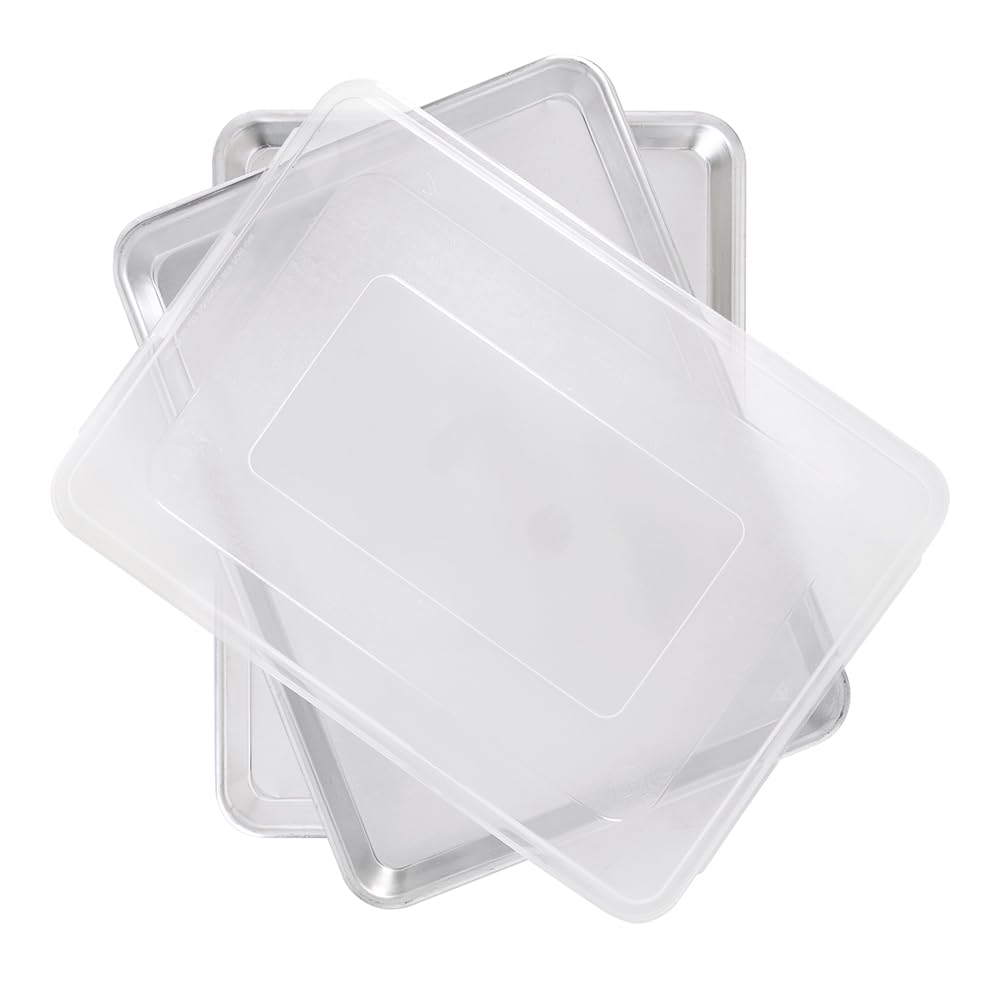 Nordic Ware Naturals Half Sheet Set - USA Made Aluminum Commercial Quality Sheet Pan for Baking or Roasting, Encapsulated Galvanized Steel Rim Prevents Warping, 2pk Half + Lid