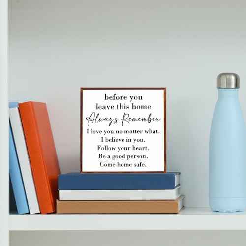 Inspirational House to live in Farmhouse, Entryway Decor Wooden Box, Always Remember You are Braver Than You Think Rustic Wood Block Plaque Box Sign for Family Friends Shelf Table Decoration. £¨white£©