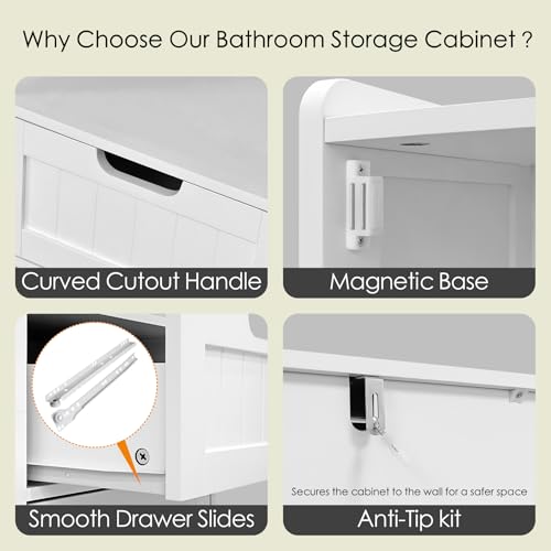 67-Inch Tall Slim Bathroom Storage Cabinet with Adjustable Shelves - White Variation
