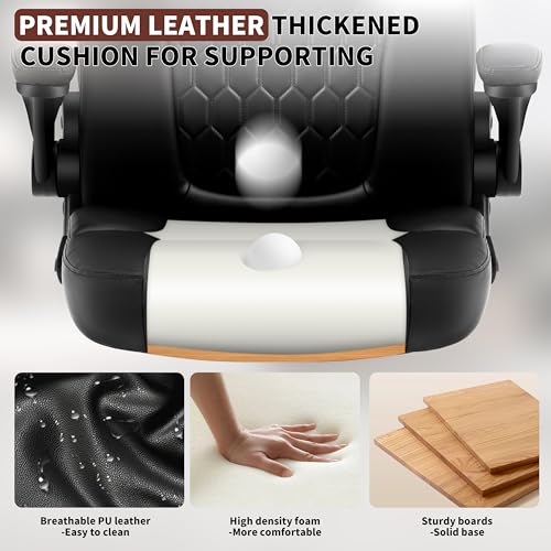 Nexthro Black Leather Office Chair with Lumbar Support and Swivel - Short People Friendly