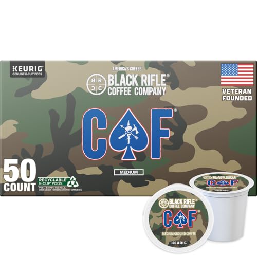Black Rifle Coffee Medium Roast K-Cup Pods CAF Pack of 50 - Arabica Coffee