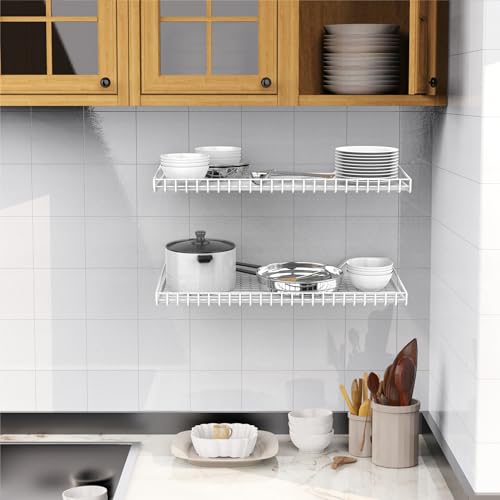 WALMANN 2-Pack White Wall Mounted Garage Shelves 23.5 x 12 inches Storage