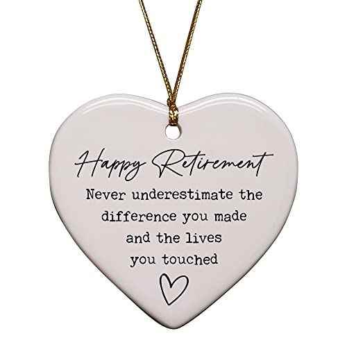 Retirement Gifts for Woman, Never Underestimate, Happy Retirement Appreciation Gift, Ornament Keepsake Sign Heart Decor Gift for Retired Women, Coworker, Boss, Nurse, Teacher, Friend, Mom