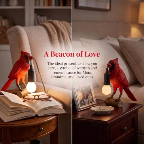 OVANUS Red Cardinal Lamp - Dimmable Night Light for Bird Lovers, Safe & Durable