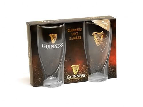 Guinness Official 20oz Beer Glasses Twin Pack - Certified Merchandise for Beer Lovers