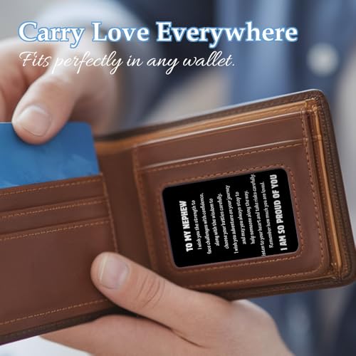 Personalized Wallet Card for Nephew - Inspirational Gift from Auntie, Graduation, Valentine's, Christmas