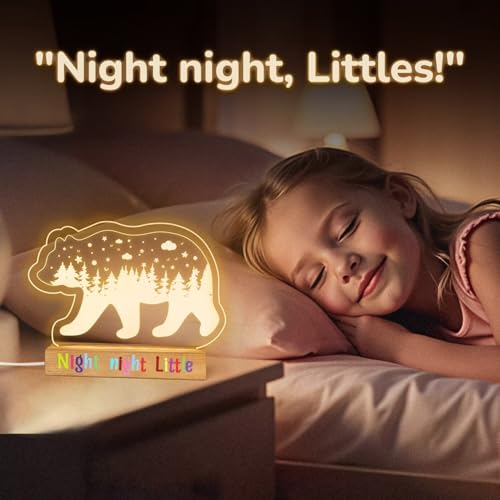 Personalized Night Light for Baby Kids, Custom DIY Name Bear Led Lamp for Girls Boys, Customized Name Night Lights Gift for Children Nursery